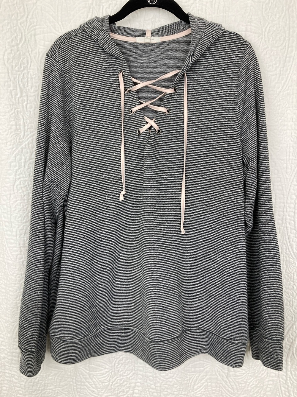 Maurice’s Women’s Striped Hoodie Tunic  Pink Satin Tie sz 0